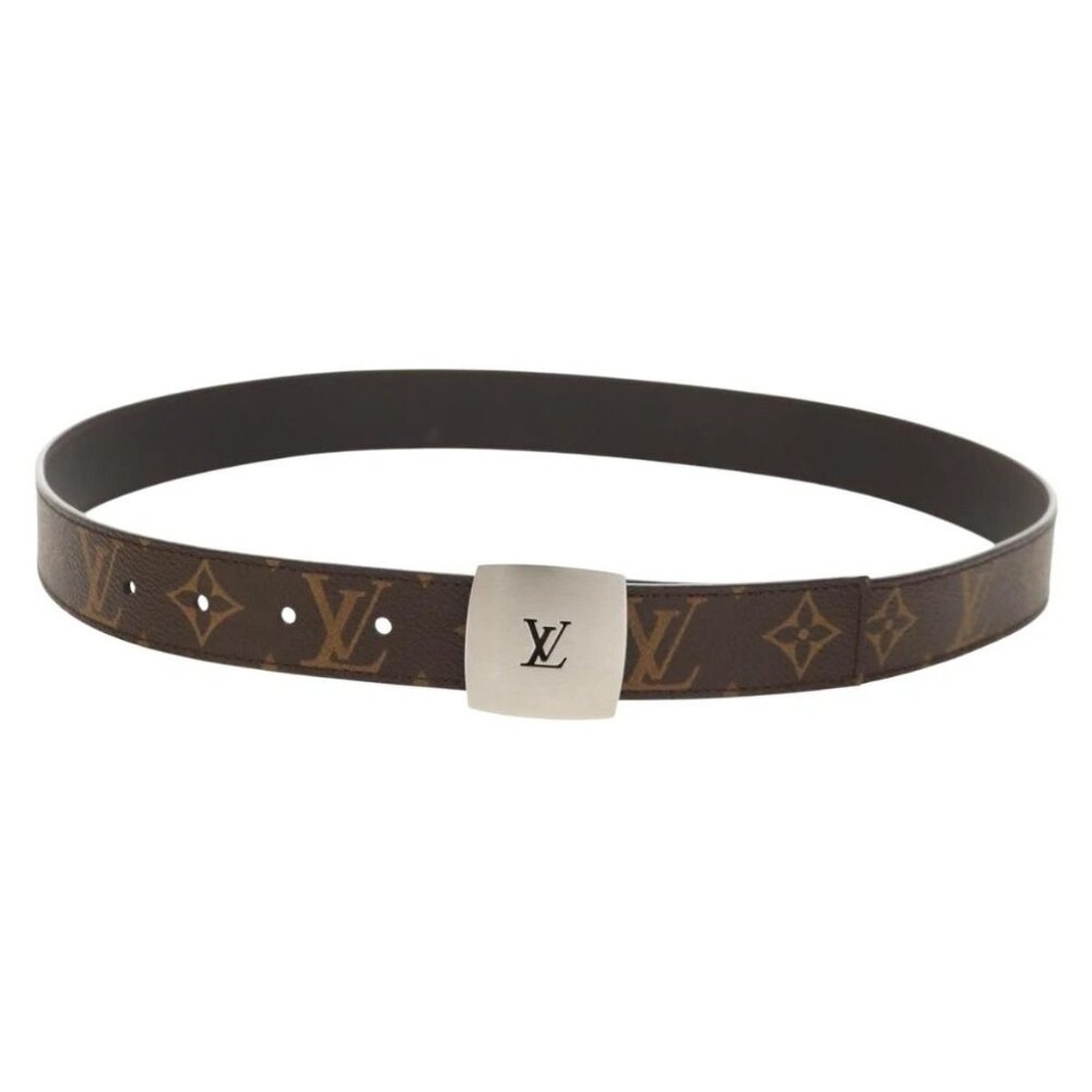 LOUIS VUITTON Monogram Ceinture LV Cut Belt 39.4"" Silver